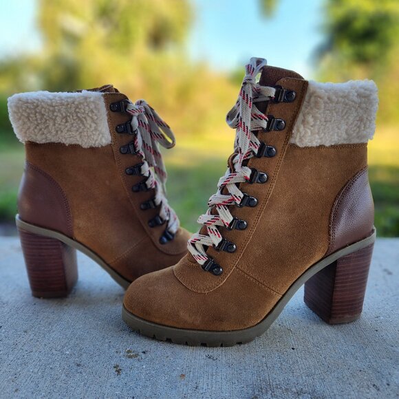 Buckle Shoes - Buckle Crevo W9 Tan Leather Lace-Up Ankle Boots